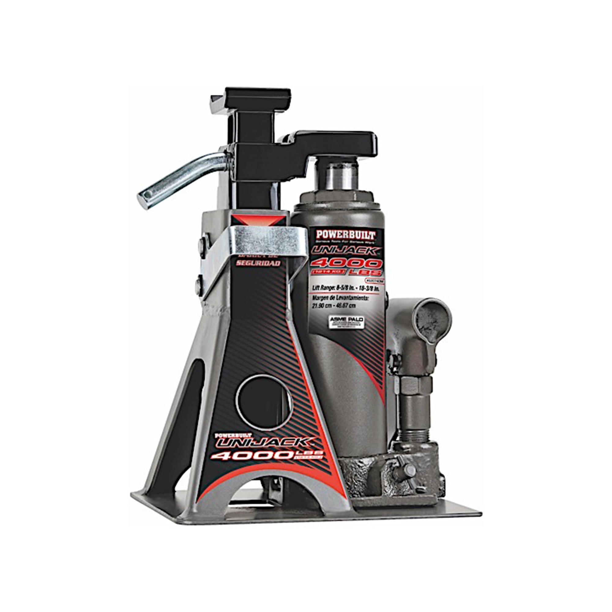Powerbuilt 2-Ton Unijack Bottle Jack and Jackstand — Dual-Function, Compact, Steel Construction, Model# PBT620470